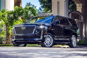 Luxury Cadillac Escalade SUV offering premium limo services for business and special events.