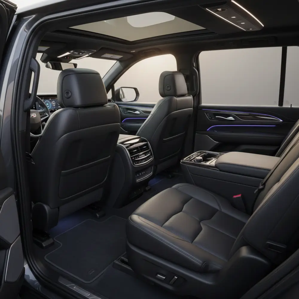Luxury leather interior of SUV limo used for Newark Airport limo service